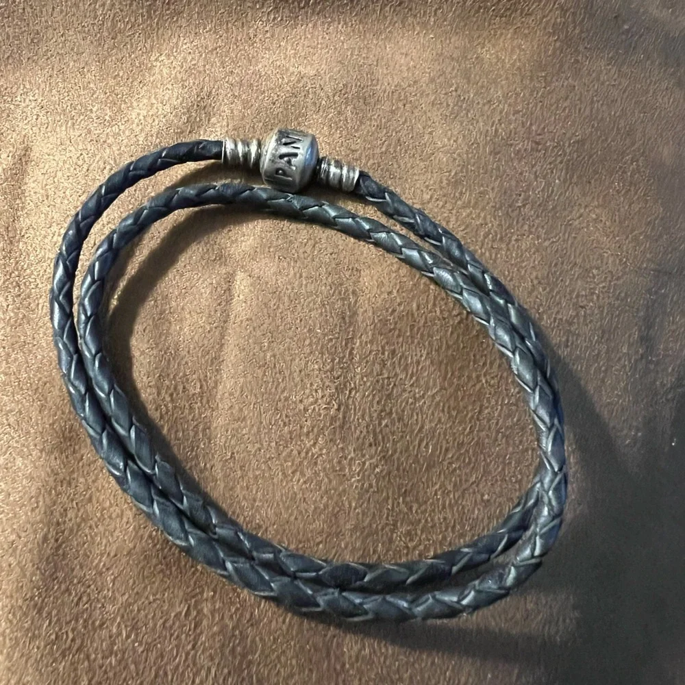 Braided Leather Wrap Bracelet - Black